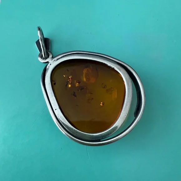 Authentic Baltic Amber Pendant with 925 Silver Frame - Picture 5 of 6